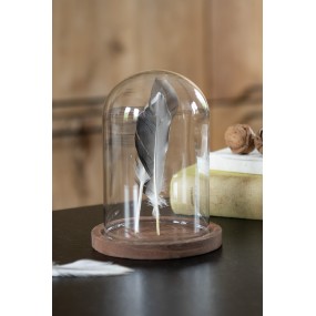 26GL1944 Cloche Ø 12x16 cm Transparent Glass Wood