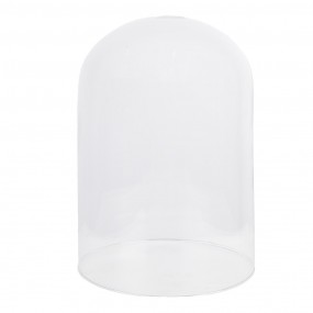 26GL2166 Cloche Ø 23x29 cm Verre Bois Rond Cloche en Verre