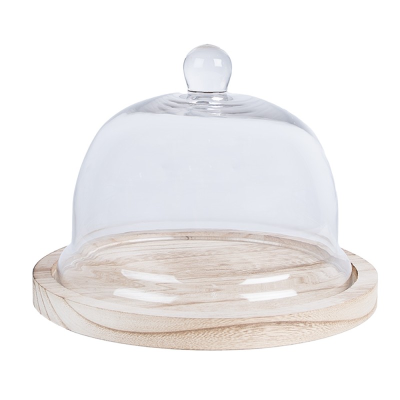 6GL2223 Cloche Ø 23x17 cm Transparent Glass Wood