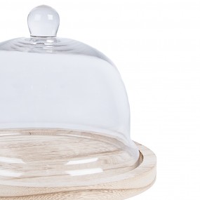 26GL2223 Cloche Ø 23x17 cm Transparent Glass Wood