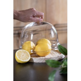 26GL2223 Cloche Ø 23x17 cm Transparent Glass Wood