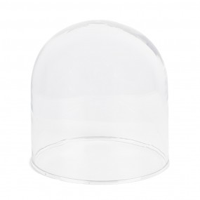 26GL4479 Cloche Ø 13x11 cm Marron Bois Verre Rond Cloche en Verre