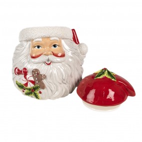 26CE1856 Storage Jar Lid Santa Claus 20x17x22 cm White Red Ceramic