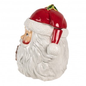 26CE1856 Storage Jar Lid Santa Claus 20x17x22 cm White Red Ceramic