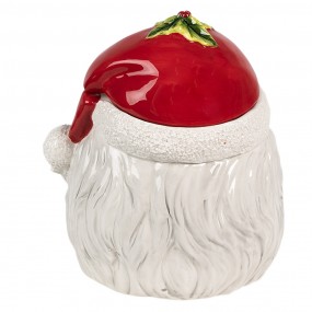 26CE1856 Storage Jar Lid Santa Claus 20x17x22 cm White Red Ceramic