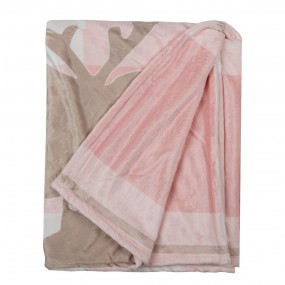 2SWC60-1 Throw Blanket 130x170 cm Pink White Polyester Reindeer Blanket