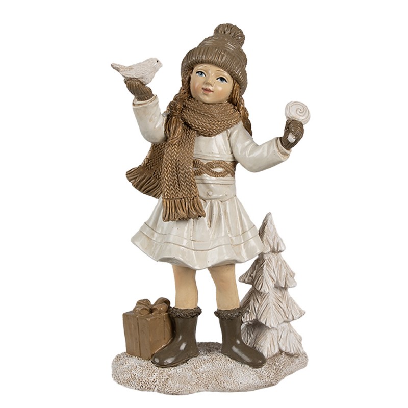 6PR4162 Figurine décorative Fille 16 cm Beige Plastique