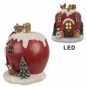 26PR4175 Dekoratives Haus mit LED Apfel 12x11x13 cm Rot Kunststoff