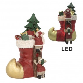 26PR4176 Décoration de Noël avec éclairage LED Botte 14x10x19 cm Rouge Plastique Souris