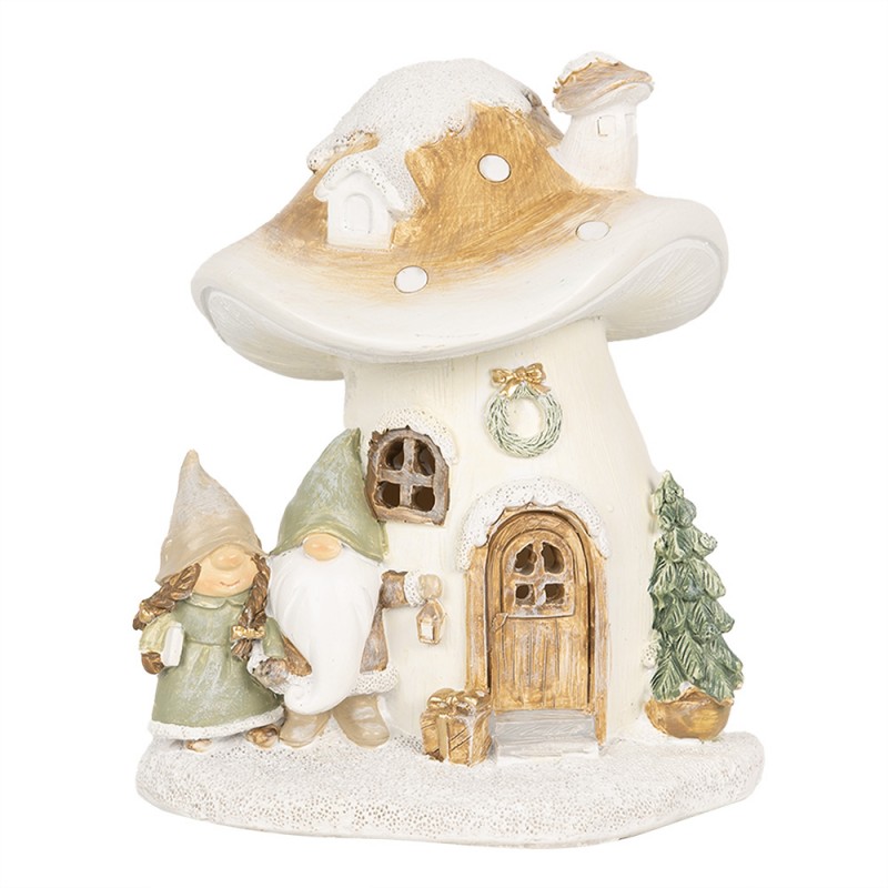 6PR4186 Decorative House with LED Mushroom 13x12x15 cm Beige Plastic