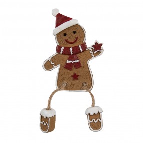 26PR4196 Christmas Decoration Gingerbread man 7x2x13/ 6x2x12 cm Brown Plastic