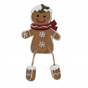 26PR4196 Christmas Decoration Gingerbread man 7x2x13/ 6x2x12 cm Brown Plastic