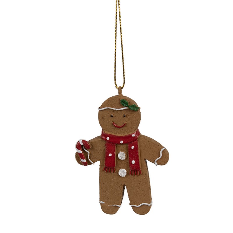 6PR4197 Kersthanger Gingerbread man 5x1x7 cm Bruin Kunststof Kerstboomversiering