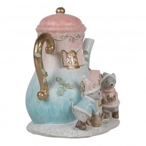 26PR4218 Decorative House with LED Teapot 15x12x16 cm Blue Pink Plastic Mouse