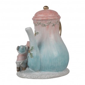 26PR4218 Decorative House with LED Teapot 15x12x16 cm Blue Pink Plastic Mouse