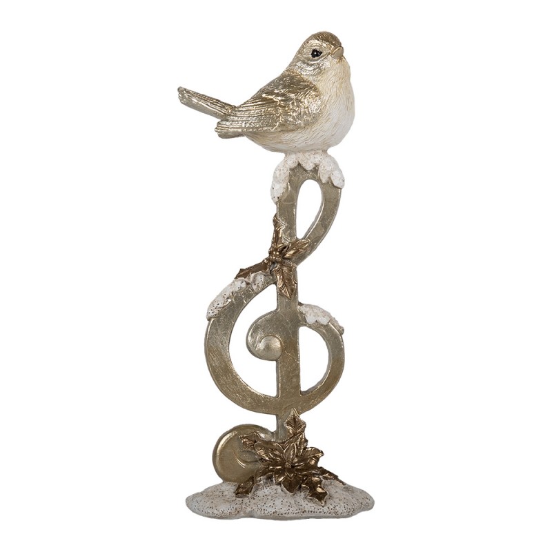 6PR4227 Decorative Figurine Bird 6x5x16 cm Beige Plastic