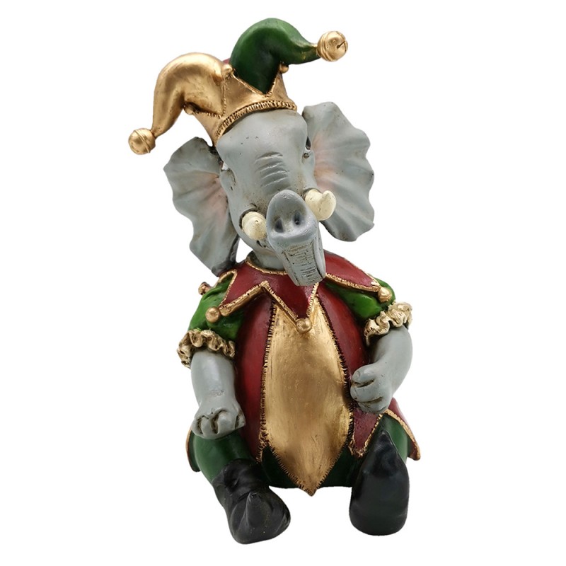 6PR2741 Figur Elefant 14x11x18 cm Grau Goldfarbig Polyresin Weihnachtsdekoration