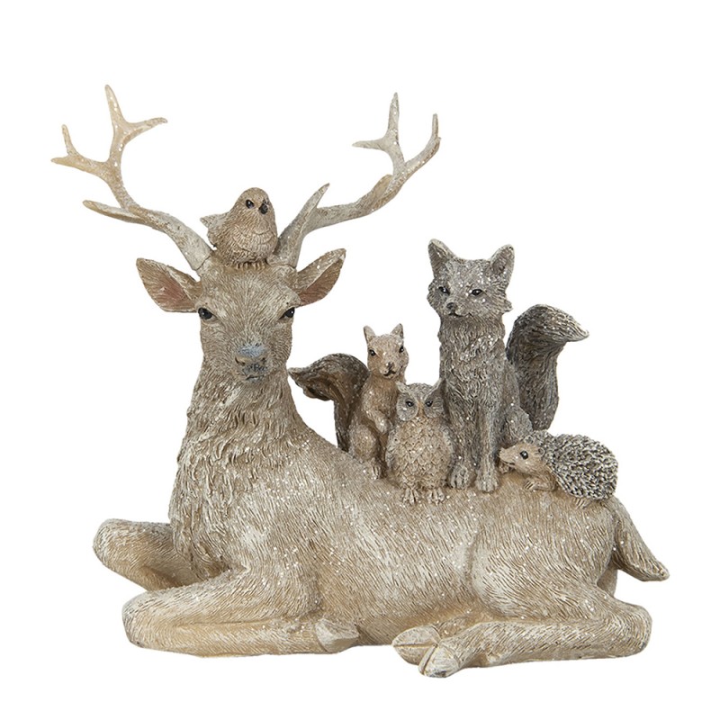 6PR2745 Figurine Animals 16 cm Brown Grey Polyresin Animals Home Accessories