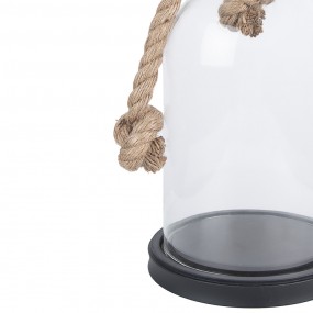 26GL3367 Cloche Ø 17x28 cm Transparent Wood Glass Round Glass Bell Jar