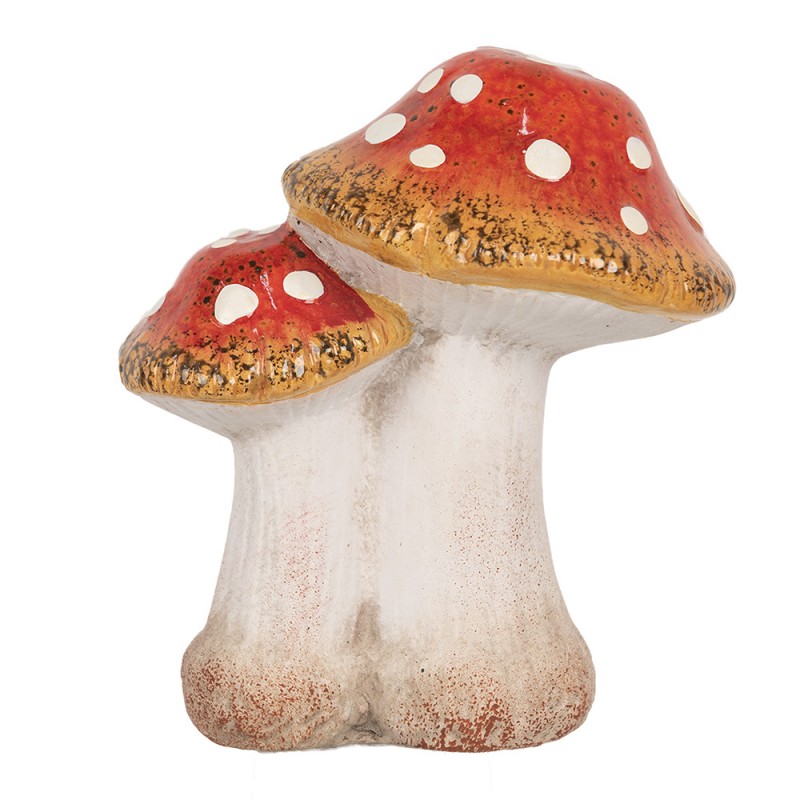 6CE1751 Décoration Champignon 14x11x17 cm Rouge Blanc Céramique