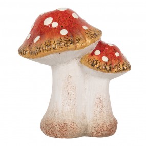 26CE1751 Décoration Champignon 14x11x17 cm Rouge Blanc Céramique