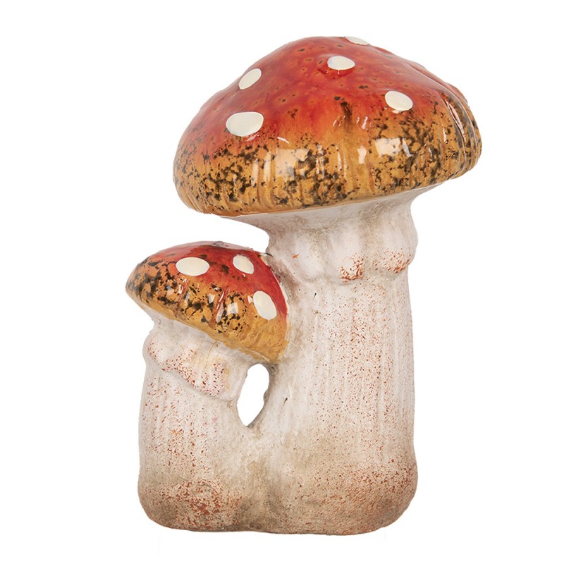 6CE1752 Décoration Champignon 8x8x12 cm Rouge Blanc Céramique