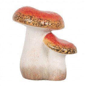 26CE1756 Décoration Champignon 10x9x12 cm Rouge Blanc Céramique