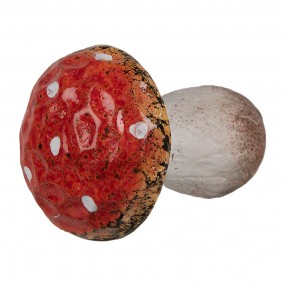 26CE1757 Decoration Mushroom Ø 5x7 cm Red White Ceramic