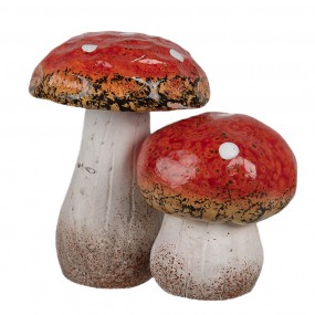 26CE1757 Décoration Champignon Ø 5x7 cm Rouge Blanc Céramique