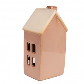 26CE1795 Décorative Maison avec LED  6x6x11 cm Marron Porcelaine