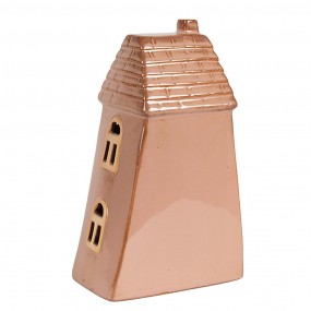 26CE1798 Decoratie Huis met LED 10x6x16 cm Bruin Porselein