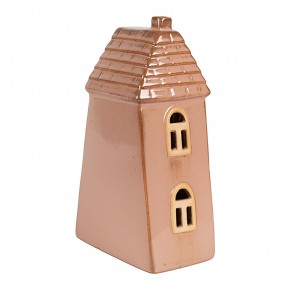 26CE1798 Decoratie Huis met LED 10x6x16 cm Bruin Porselein