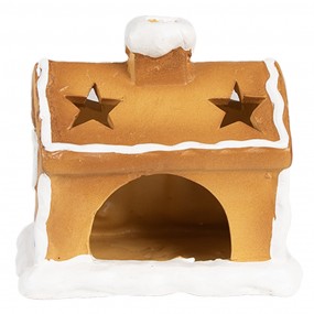 26CE1804 Tealight Holder Gingerbread house 11x8x10 cm Brown Ceramic Tea-light Holder