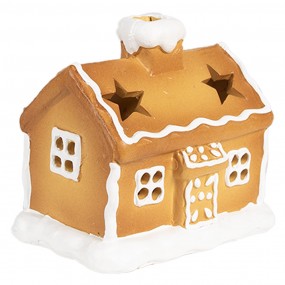 26CE1804 Tealight Holder Gingerbread house 11x8x10 cm Brown Ceramic Tea-light Holder