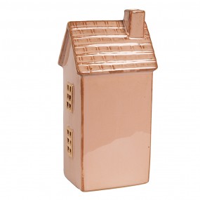 26CE1840 Décorative Maison avec LED 8x6x17 cm Marron Porcelaine