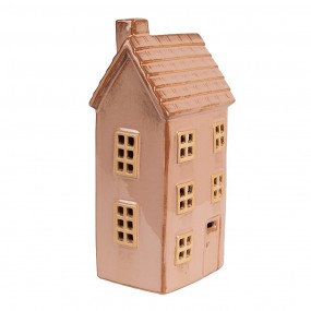 26CE1840 Decoratie Huis met LED 8x6x17 cm Bruin Porselein