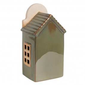 26CE1842 Décorative Maison avec LED 8x6x15 cm Vert Porcelaine