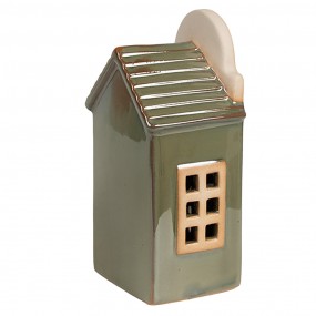 26CE1842 Décorative Maison avec LED 8x6x15 cm Vert Porcelaine