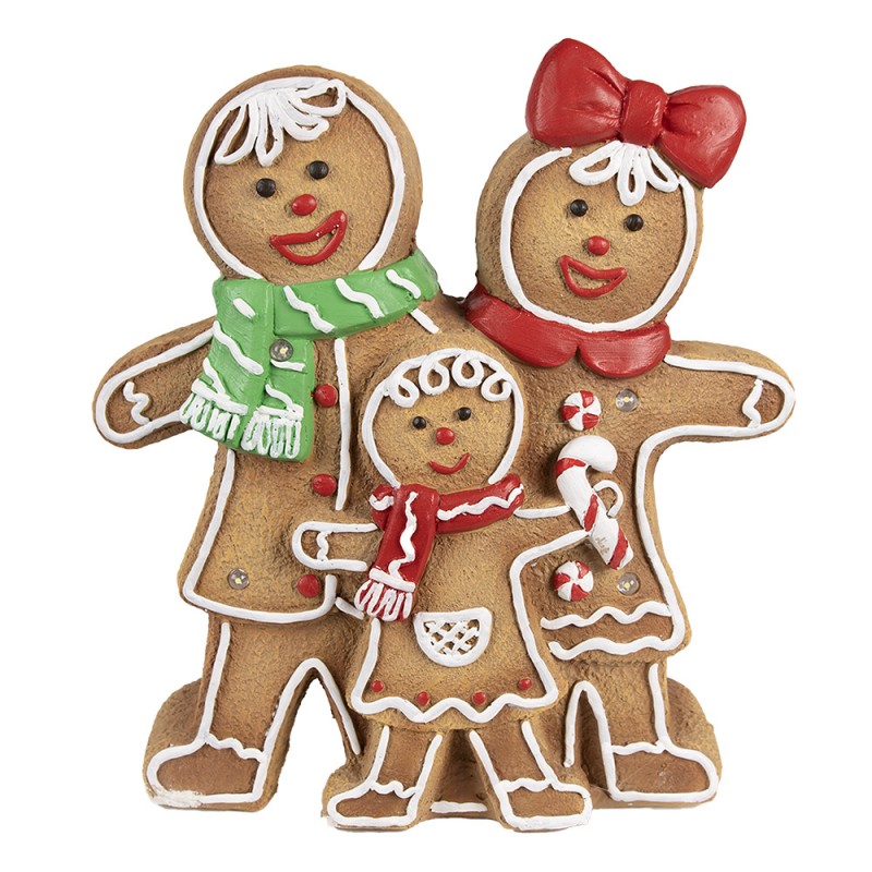 6MG0049 Décoration de Noël avec éclairage LED Bonhomme en pain d‘épice 31x10x35 cm Marron Plastique