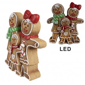 26MG0049 Décoration de Noël avec éclairage LED Bonhomme en pain d‘épice 31x10x35 cm Marron Plastique