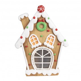 26MG0050 Gingerbread house met LED 27x11x36 cm Bruin Kunststof Peperkoekhuisje