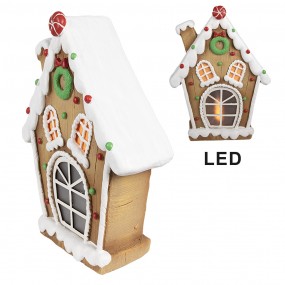 26MG0050 Gingerbread house met LED 27x11x36 cm Bruin Kunststof Peperkoekhuisje