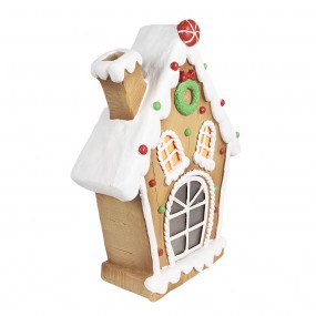 26MG0050 Gingerbread house met LED 27x11x36 cm Bruin Kunststof Peperkoekhuisje