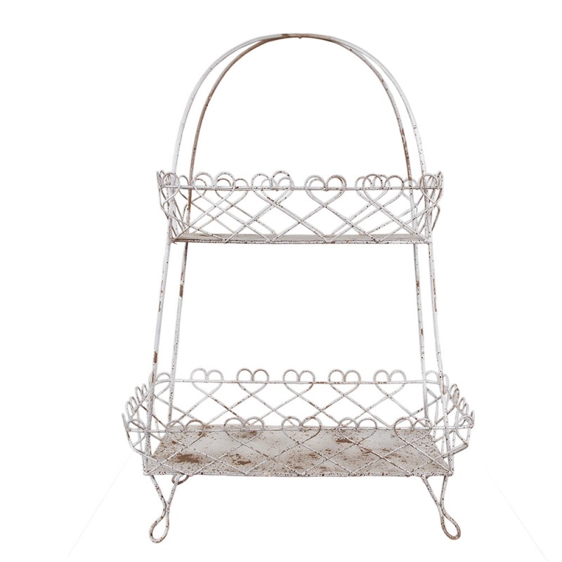 5Y1238 2-stöckige Etagere 47x24x66 cm Weiß Braun Eisen