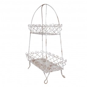 25Y1238 2-stöckige Etagere 47x24x66 cm Weiß Braun Eisen