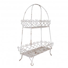 25Y1238 2-stöckige Etagere 47x24x66 cm Weiß Braun Eisen