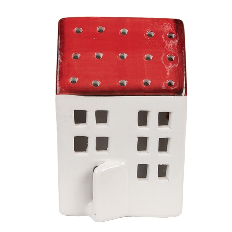 6CE1845 Decoratie Beeld Huis 8x7x12 cm Wit Rood Kunststof