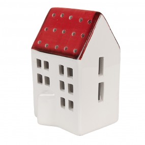 26CE1845 Decoratie Beeld Huis 8x7x12 cm Wit Rood Kunststof