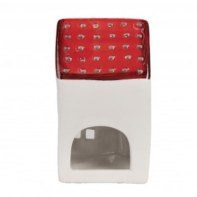 26CE1846 Porte-bougie Maison 8x8x15 cm Blanc Rouge Plastique Porte-bougies