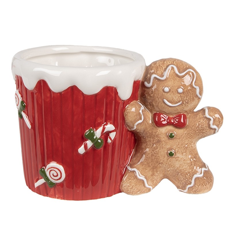 6CEMU0160 Mok Gingerbread man 350 ml Rood Bruin Keramiek Drinkbeker